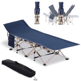 Outsunny Folding Camping Cot for Adults with Carry Bag, Side Pocket, Outdoor Portable Sleeping Bed for Travel, Camp, Vacation, 330 lbs. Capacity,
