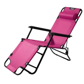 Portable Dual Purposes Extendable Folding Reclining Chair Pink (Option: Defaulttitle)