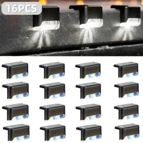 32&16 PCS Solar Deck Lights Outdoor Solar Step Lights Waterproof Led Solar Lights For Outdoor Stairs Step Fence Yard Patio And Pathway Family's G (Option: White Light 16Pack)